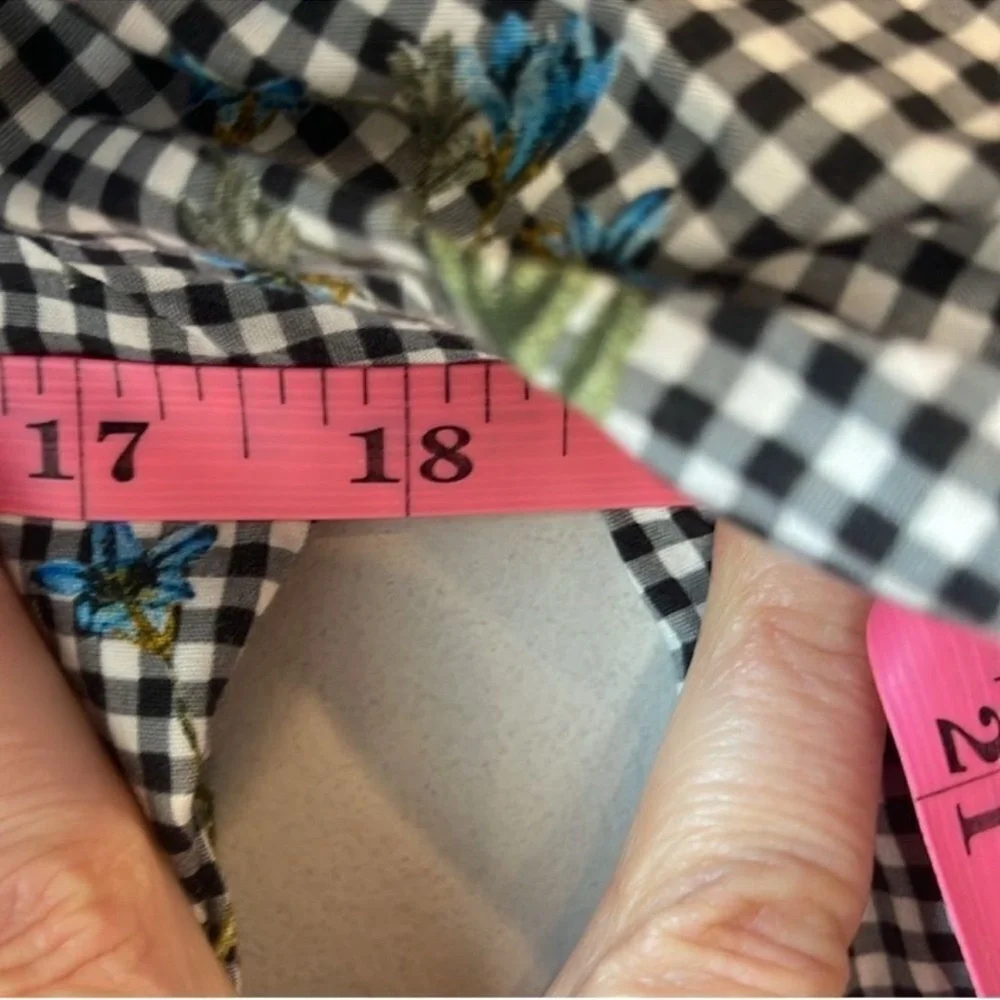 Zara Gingham Off The Shoulder Tunic Floral Ruffle Mini Dress - Picture 6 of 8